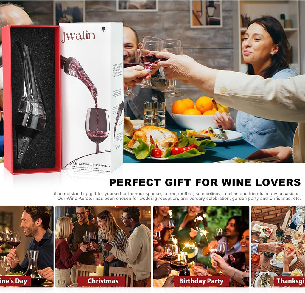 Wine Aerator and Pourer - Premium Air Decanter Spout to Enhance Wine Flavor & Aroma, No-Drip Wine Pourer Spout