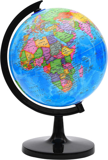 World Globe for Kids Learning, 8 inch Interactive Spinning Earth Globe for Children with Stand, Self-Assembled World