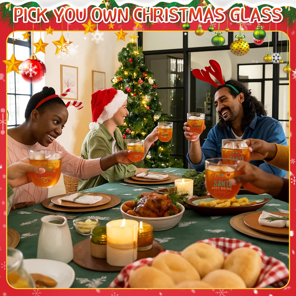 24 Pcs Christmas Plastic Stemless Wine Glasses 12oz Funny Cup Bulk