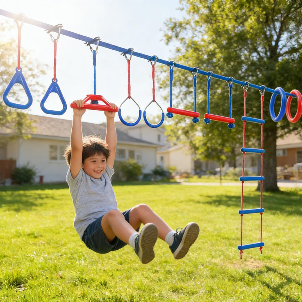 50FT Slackline Kit with 10 Accessories Ninja Warrior Obstacle Course