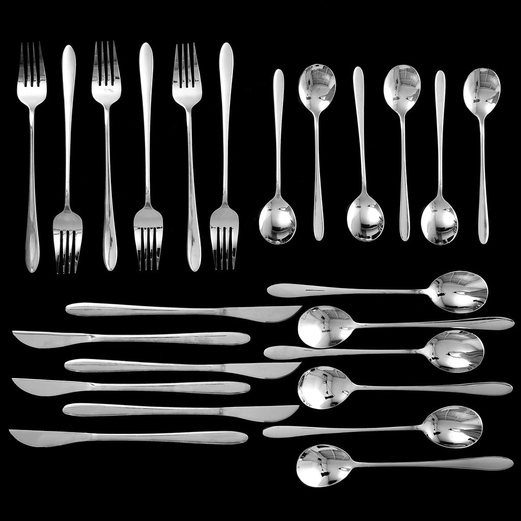 24 pcs Silverware Set For 6, Stainless Steel Flatware Set, Utensils Set Mirror Polished Includes Fork Spoon Knife &