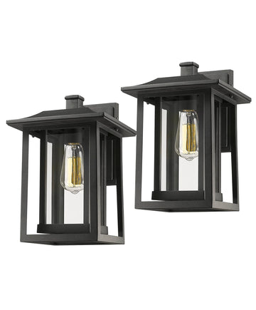 Outdoor Light Fixture, Dusk to Dawn Exterior Wall Mount Lantern Outside Lights Porch Patio, Black Cast Aluminum