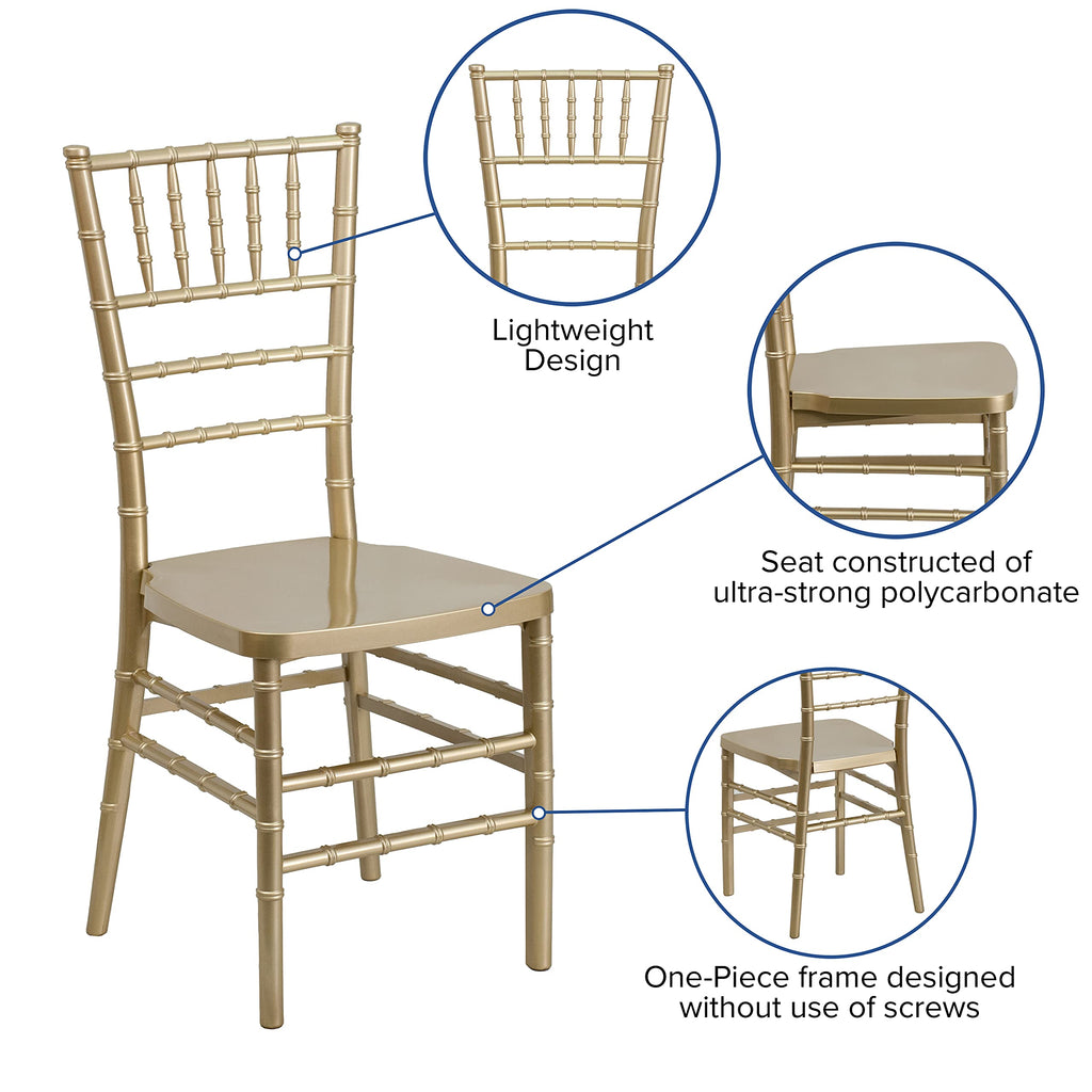 Gold Resin Ballroom Chair, 2-Pack