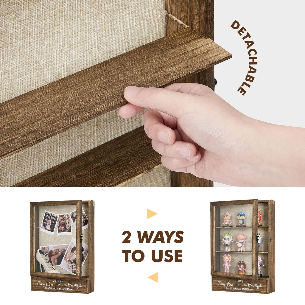 11x16 Wedding Shadow Box Display Case, Bridal Shower Gifts, Brown