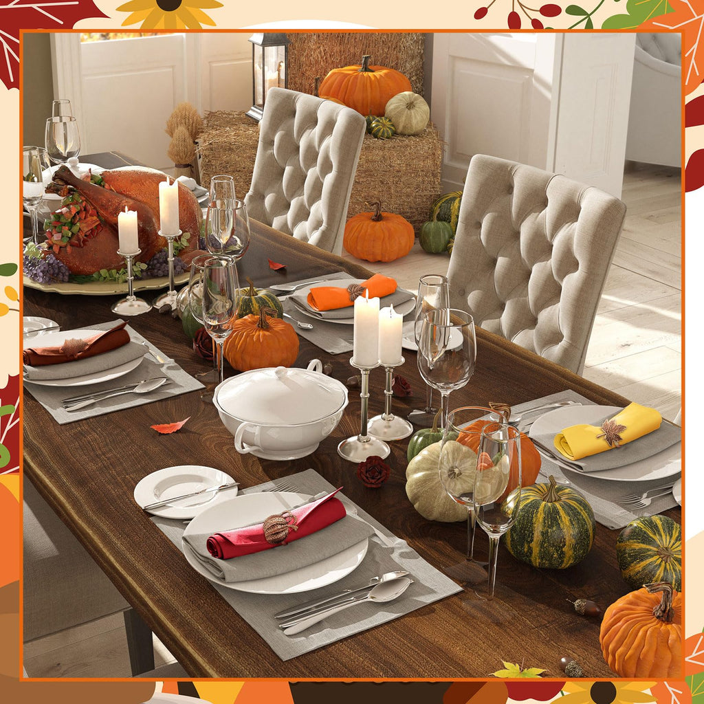 12 Pcs Thanksgiving Napkin Rings Set Fall Pumpkin Leaves Holders