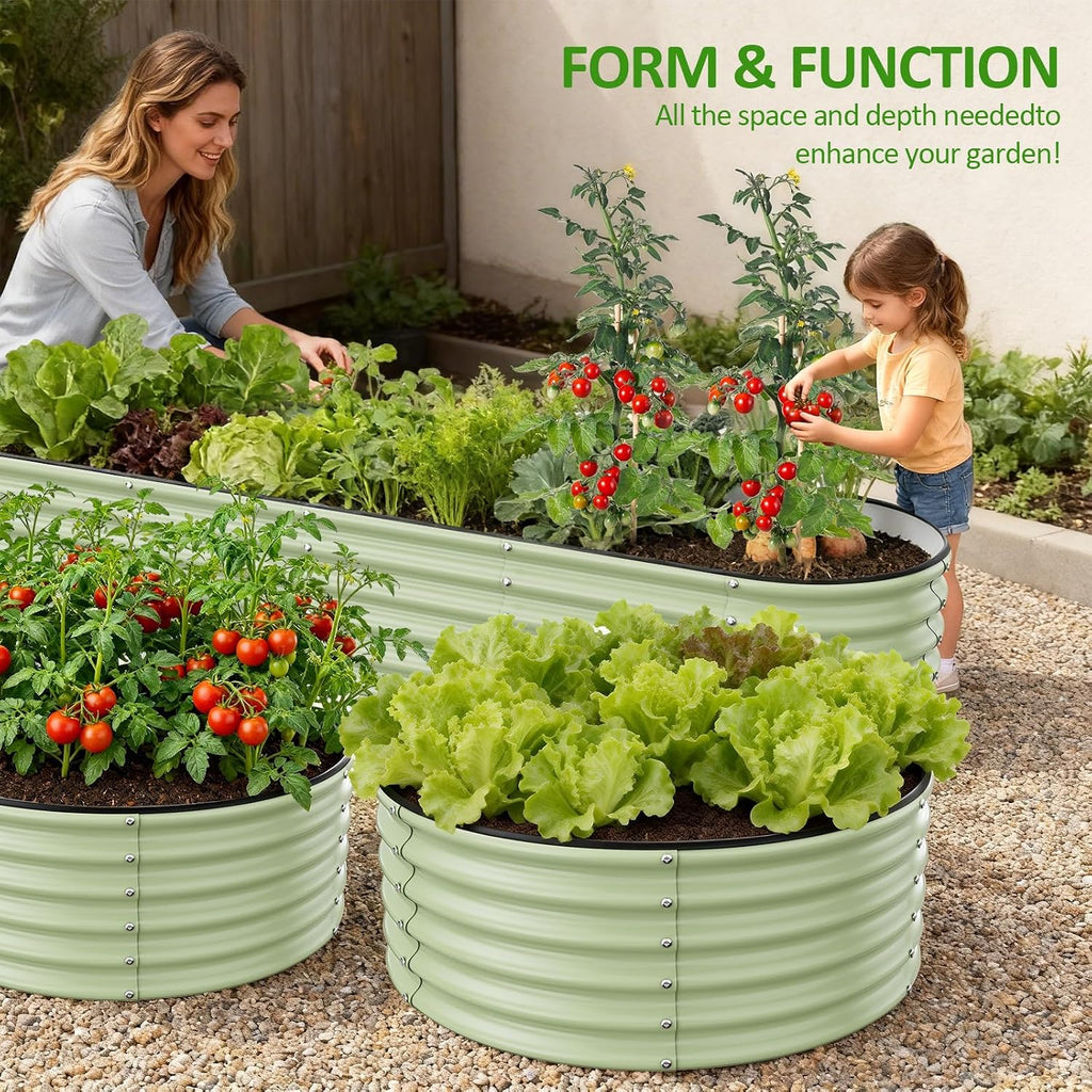Galvanized Raised Garden Bed, 3.5ft x 17'' Tall Round Metal Planter Raised Garden Boxes Outdoor for Vegetable Fruits