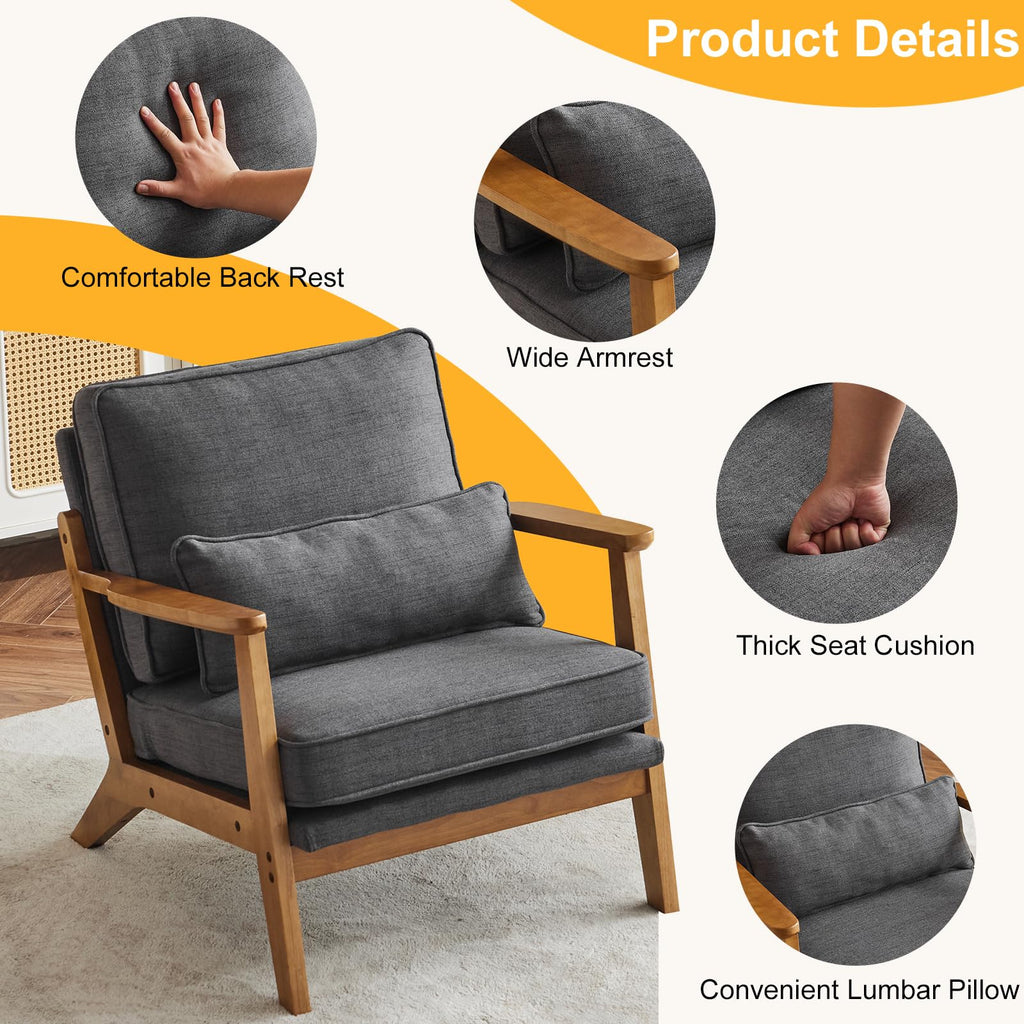 Mid-Century Lounge Accent Chair, Gray