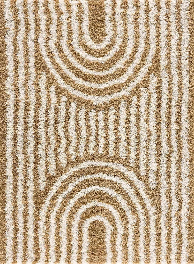 Stratosphere Area Rug - Abstract Striped Circles Swirl Ombre - Bohemian Transitional Modern Contemporary Boho - Plush