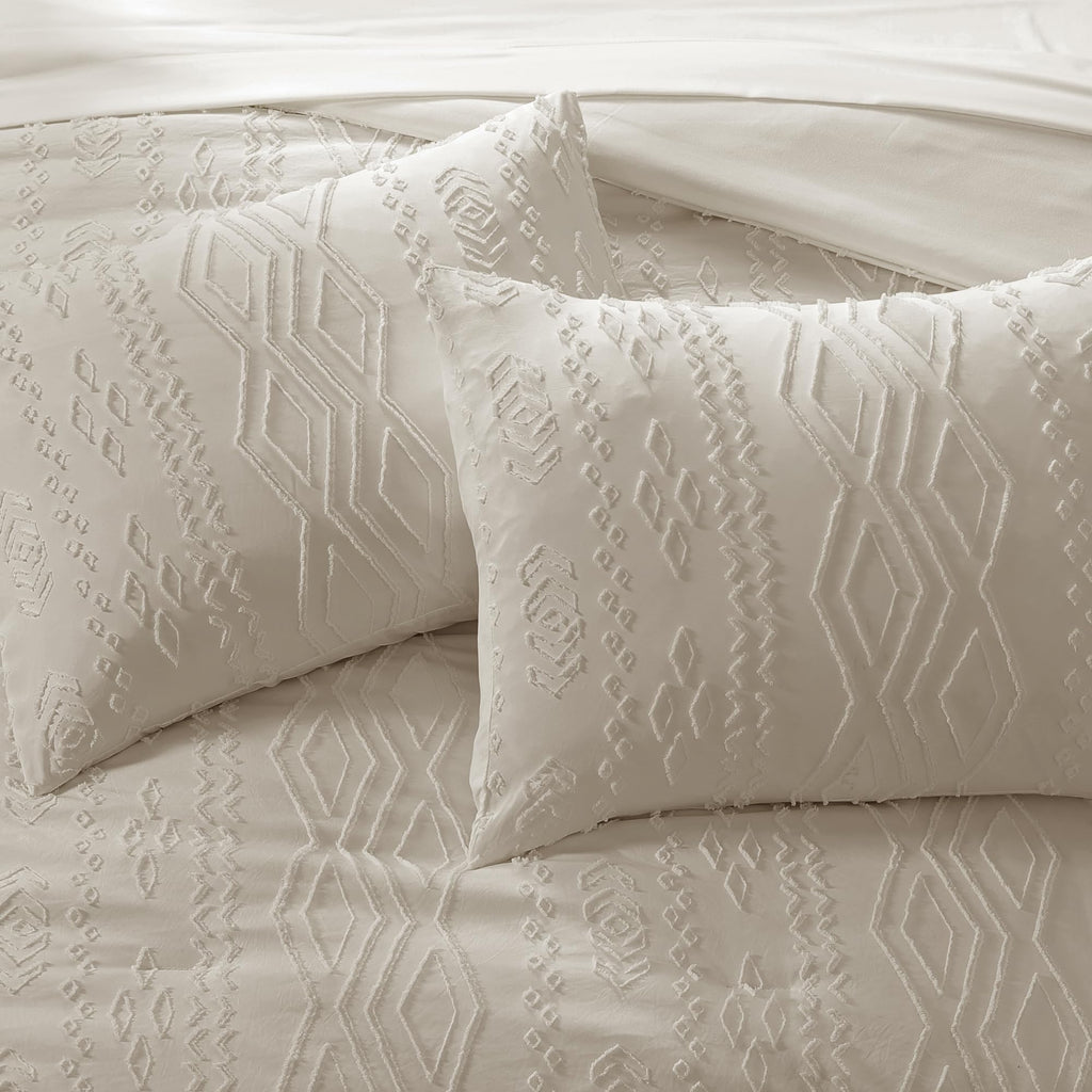 Comforter Set Beige Tufted Bedding Sets Farmhouse 7 Pieces