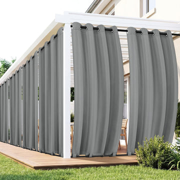 Gazebo Curtains Outdoor Waterproof 6 Panels, Porch Sun Shade | Weatherproof & Privacy, Windproof Outside Drapes