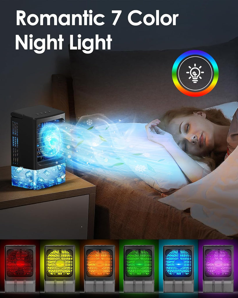 Mini Air Conditioner,Portable Air Conditioners,Evaporative Air Cooler Humidifier, 3 Speed Quiet Personal Cooling Fan