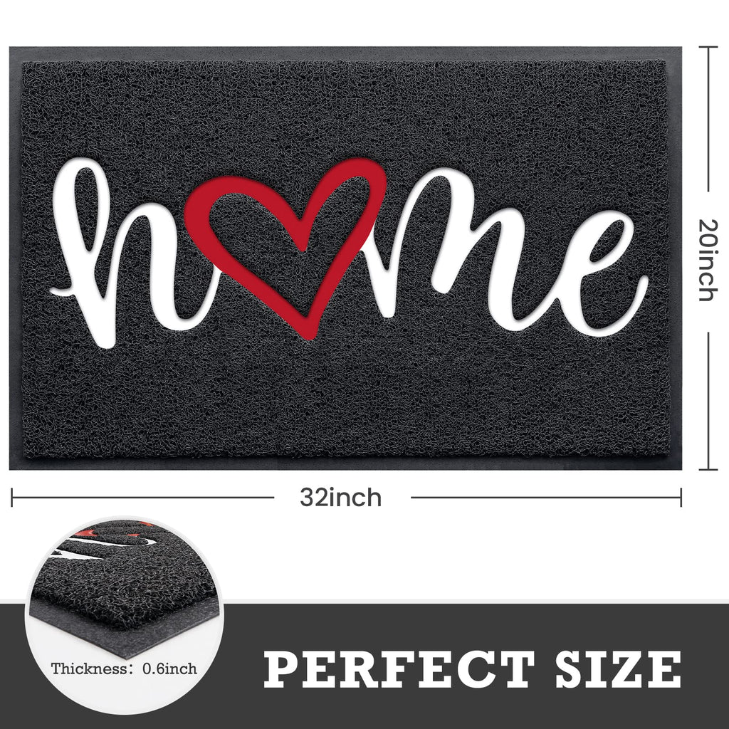 Black Door Mat Welcome Mats Home Non-Slip Doormat Low-Profile Floor Mat for Yard, Garage, High Traffic Areas