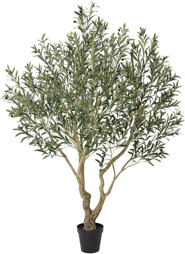 Olive Tree Artificial Indoor 7ft - Large Fake Plants - Realistic Faux Olive Tree in Pot - Tall Artificial Plants