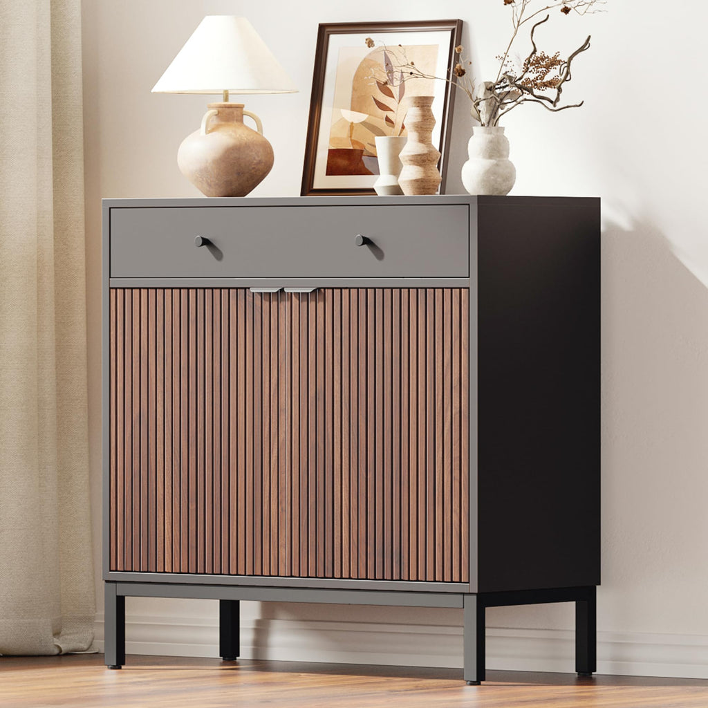 Sideboard Buffet Cabinet Storage, Modern Console Fluted Credenza