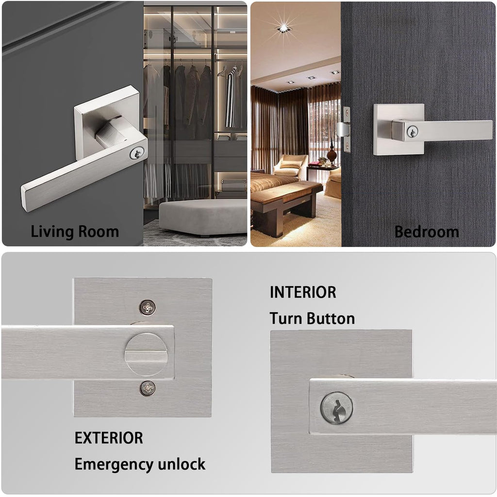 2 Pack Door Handle Heavy Duty, Keyed Alike Entry Door Lever