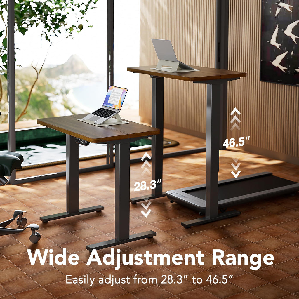 63x28 Inch Electric Standing Desk, Height Adjustable, Black Walnut
