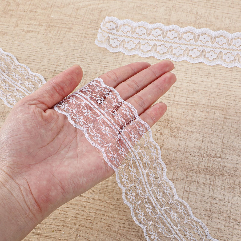 14 Rolls 46 Yards White Lace Ribbon 0.5 to 2.3 inch Vintage Cotton Crochet Trim with Scalloped Edge Lace Trim Sewing