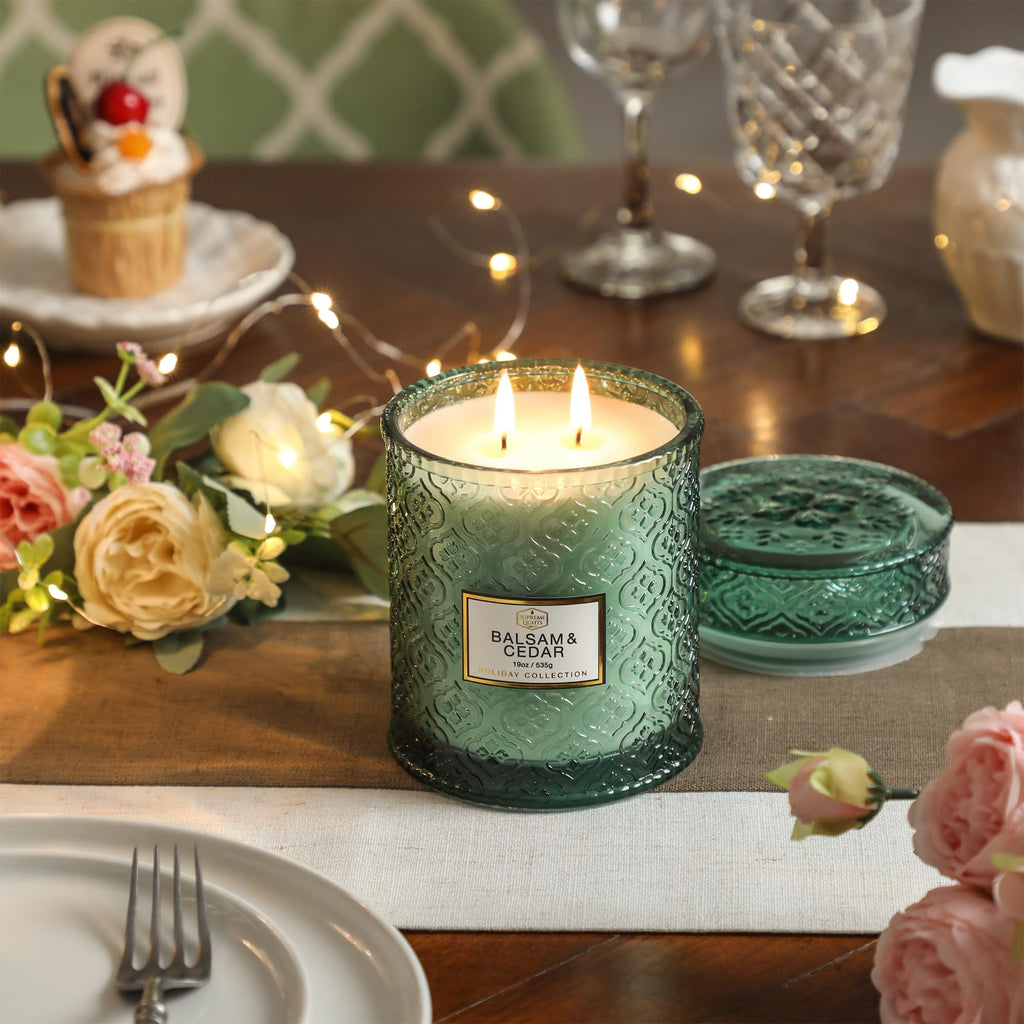 Winter Large Candles, Balsam & Cedar Candle, Candles for Winter Home Decor