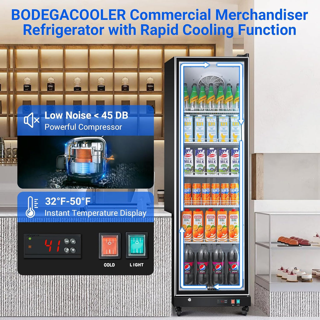 COOLER Commercial Beverage Refrigerator with Glass Door,12.5 Cu.Ft Commercial Dr