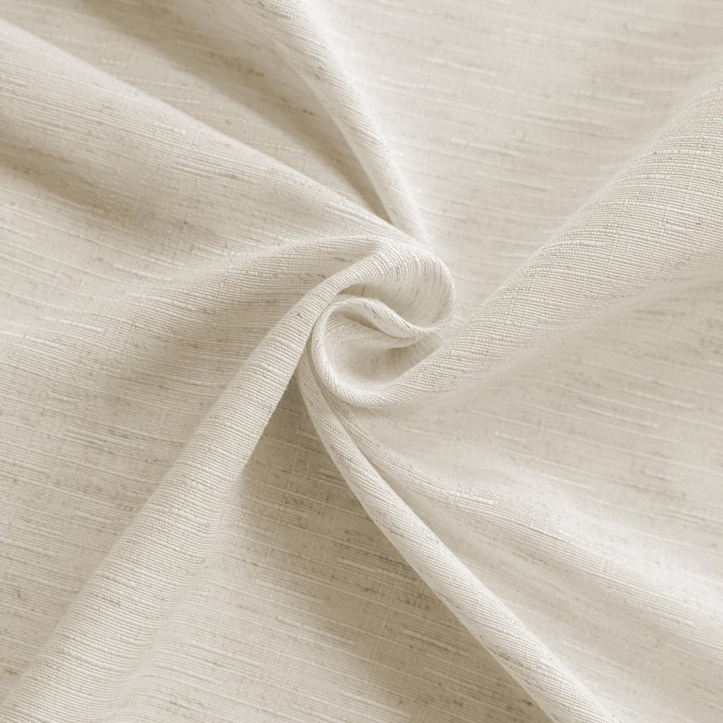 Natural Linen Curtains 84 Inch Length 2 Panels, Semi Sheer Linen Drapes Black Grommets Basketweave Slub Texture