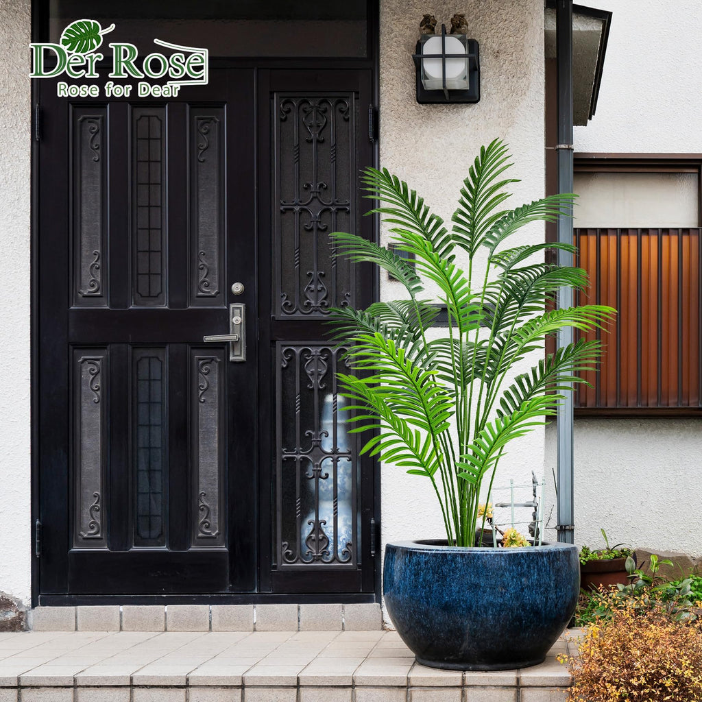 44" Tall Artificial Palm Tree Indoor in Ribbed Light Beige Pot