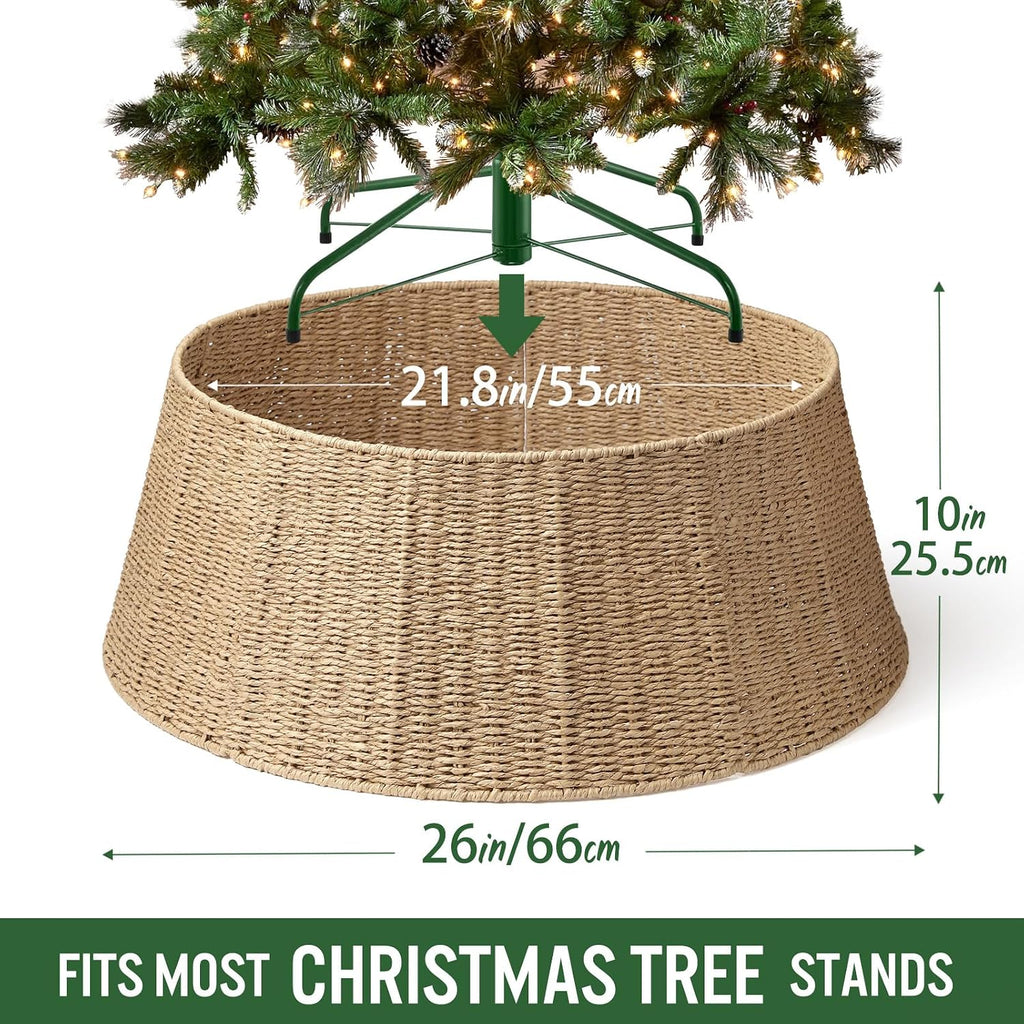 Christmas Tree Collar- 26",Christmas Tree Base Christmas Tree Basket Collar ,for Covering Tree Stand (Burlywood, 26