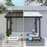8x10FT Lean to Gazebo, Hardtop Metal Pergola with Polycarbonate Roof, Large Wall Mounted Heavy Duty Awnings