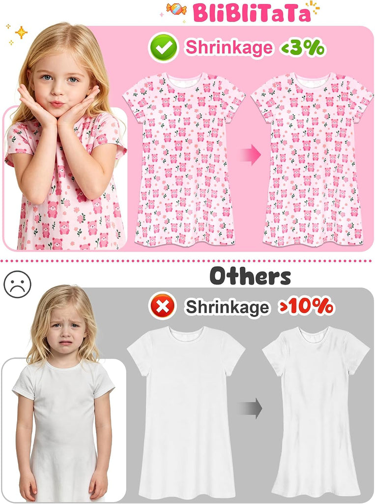 Girls Nightgowns, Soft Combed Cotton Pajamas Sleep Dress