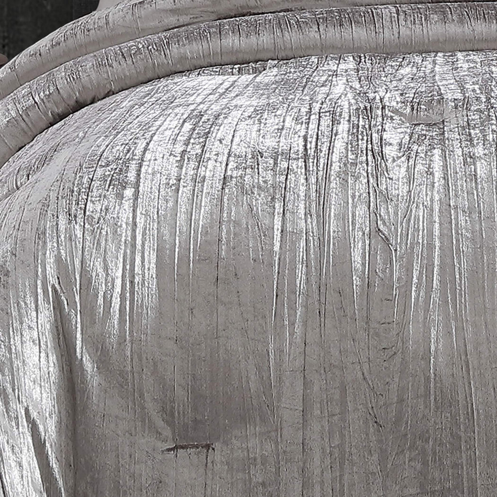 Turin Crinkle Velvet Comforter Bedding Set, Queen Size, Glam Textured Décor, Silver, 7 Pieces