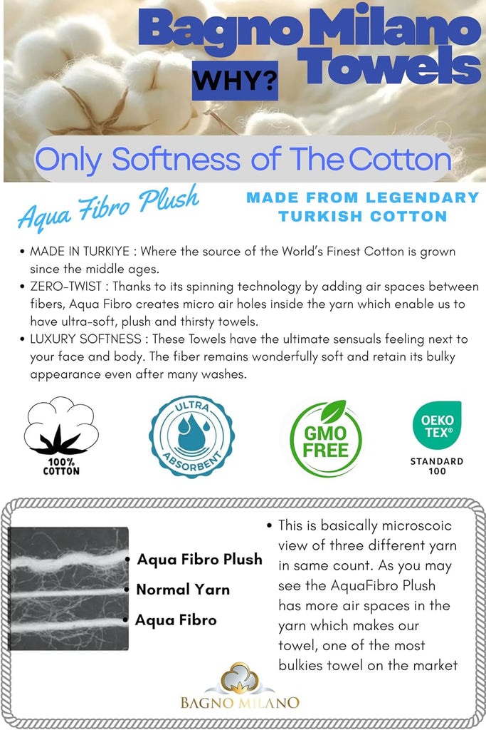 Turkish Cotton Bath Towels, Hand Towels - Soft Plush Jacquard Collection - Highly Absorbent Towel Set (Cream, 6 pcs