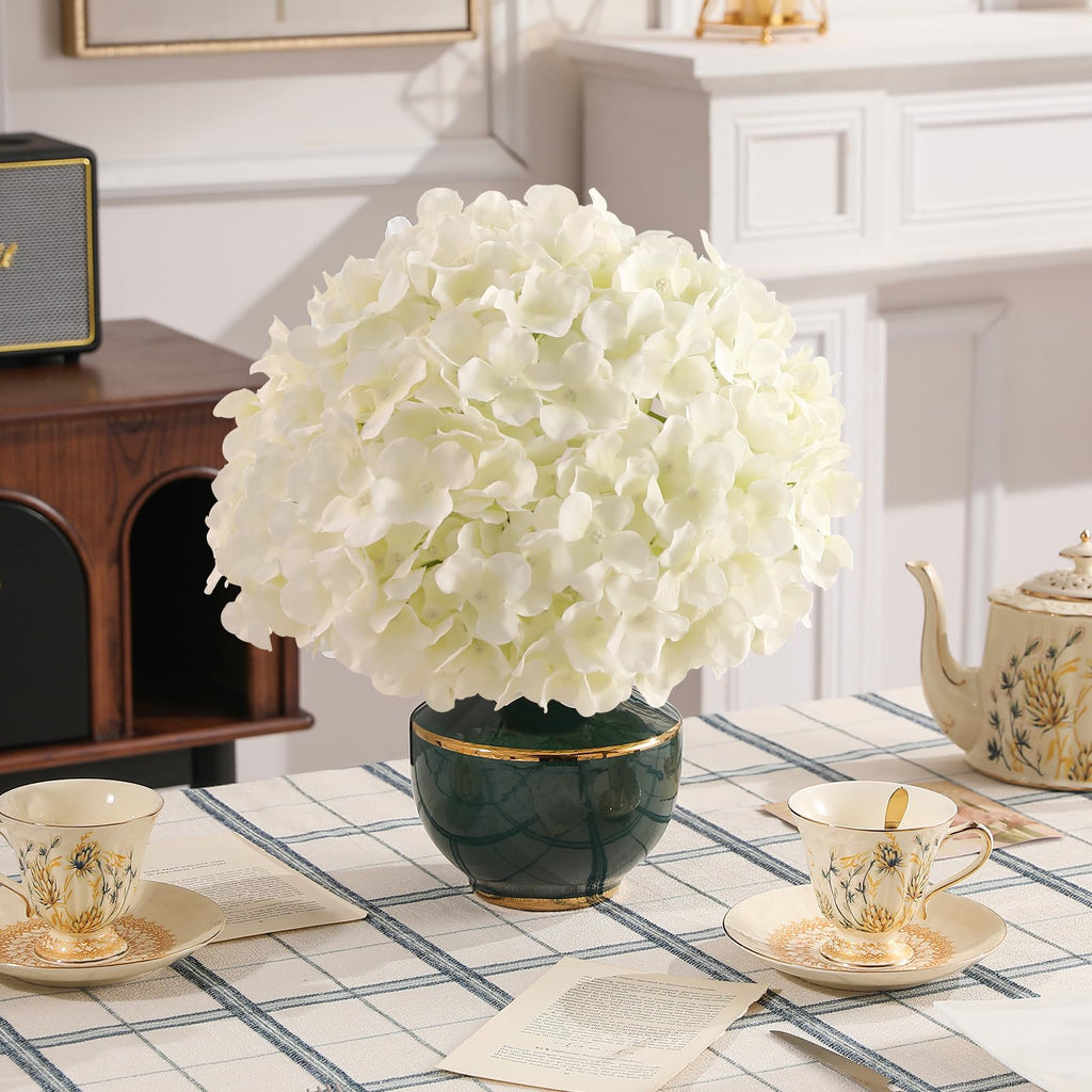 24 Pcs White Artificial Bulk, Faux Full Heads with Stems, Fake Silk for Wedding, Garden, Home, Party Decoration