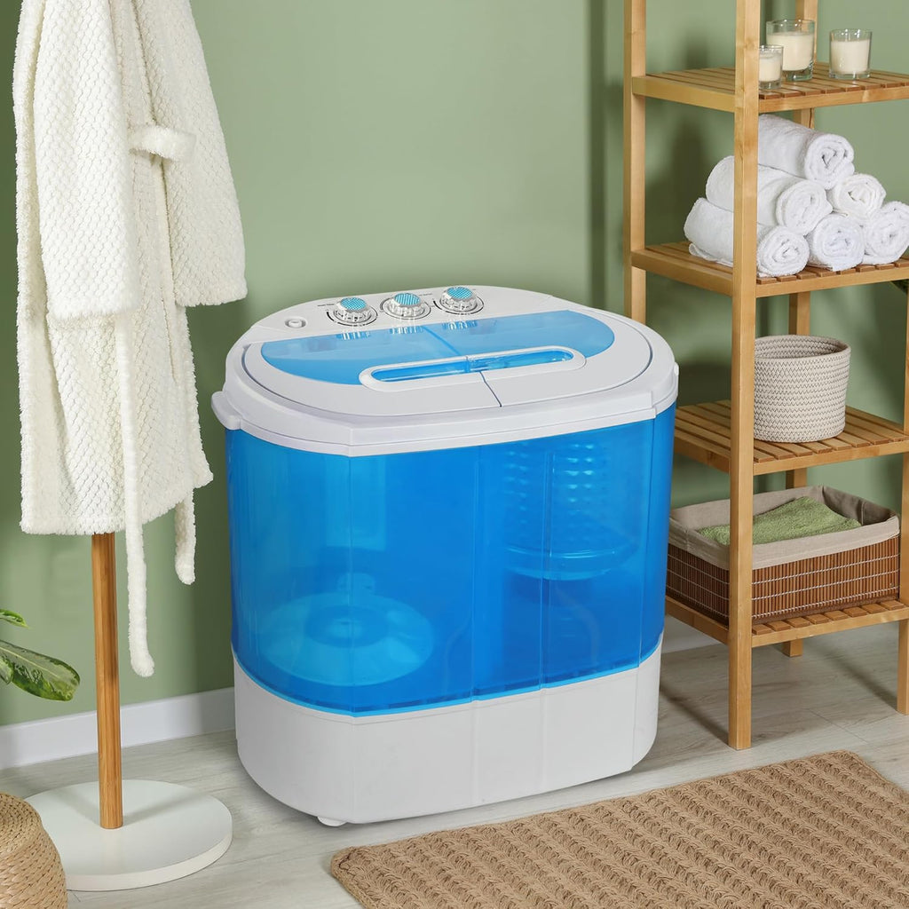 Portable Washer Compact Twin Tub 9.9 LB Mini Top Load Washing Machine Washer/Spinner w/ 6.57 FT Inlet Hose