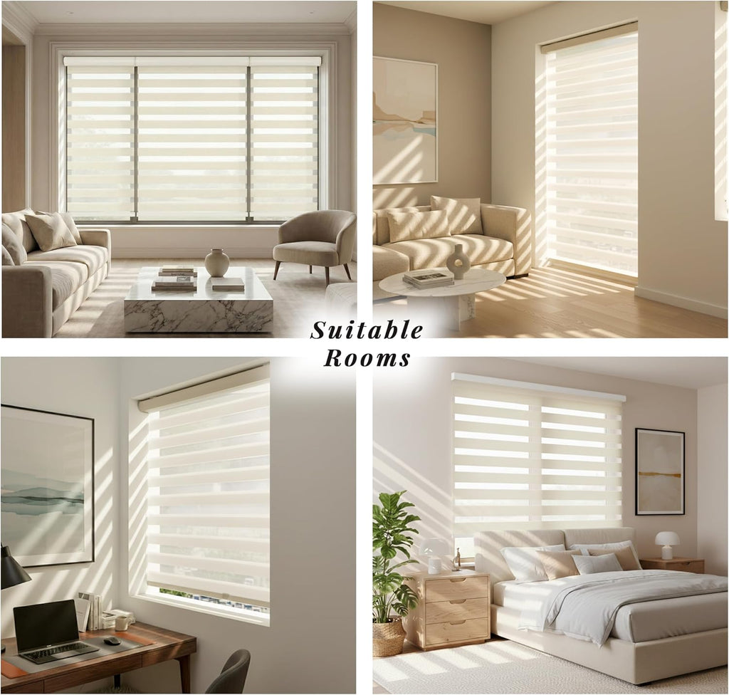 Custom Size Zebra Blinds for Indoor Window Roller, Zebra Shades for Windows Privacy Light Filtering Shades