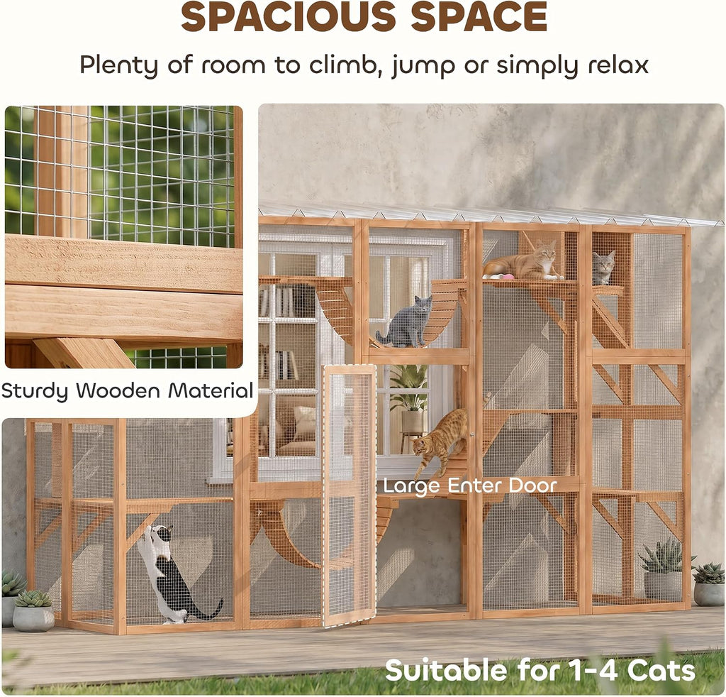 Catio Outdoor Cat Enclosure Window, 118" x 37.5" x 74", Orange