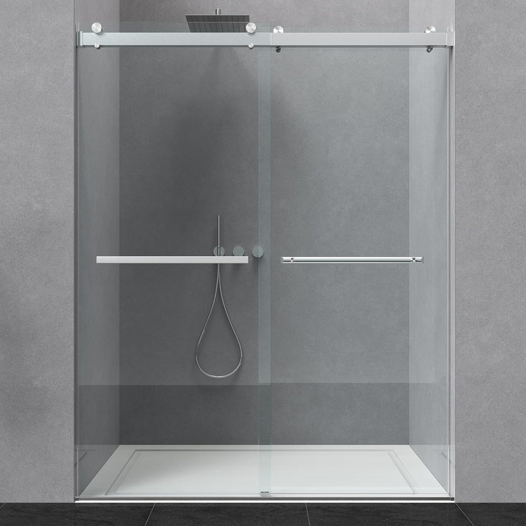 56-60” W x 76” H Bathroom Dual Sliding Frameless Shower Door