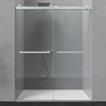 56-60” W x 76” H Bathroom Dual Sliding Frameless Shower Door