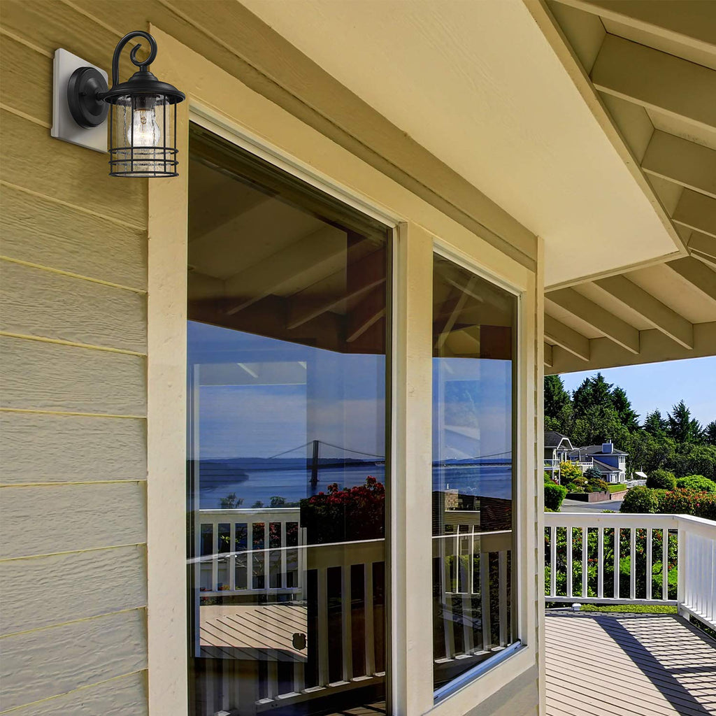 5.5" Wide Compact Narrow Farmhouse Matte Black Porch Light 2 Pack