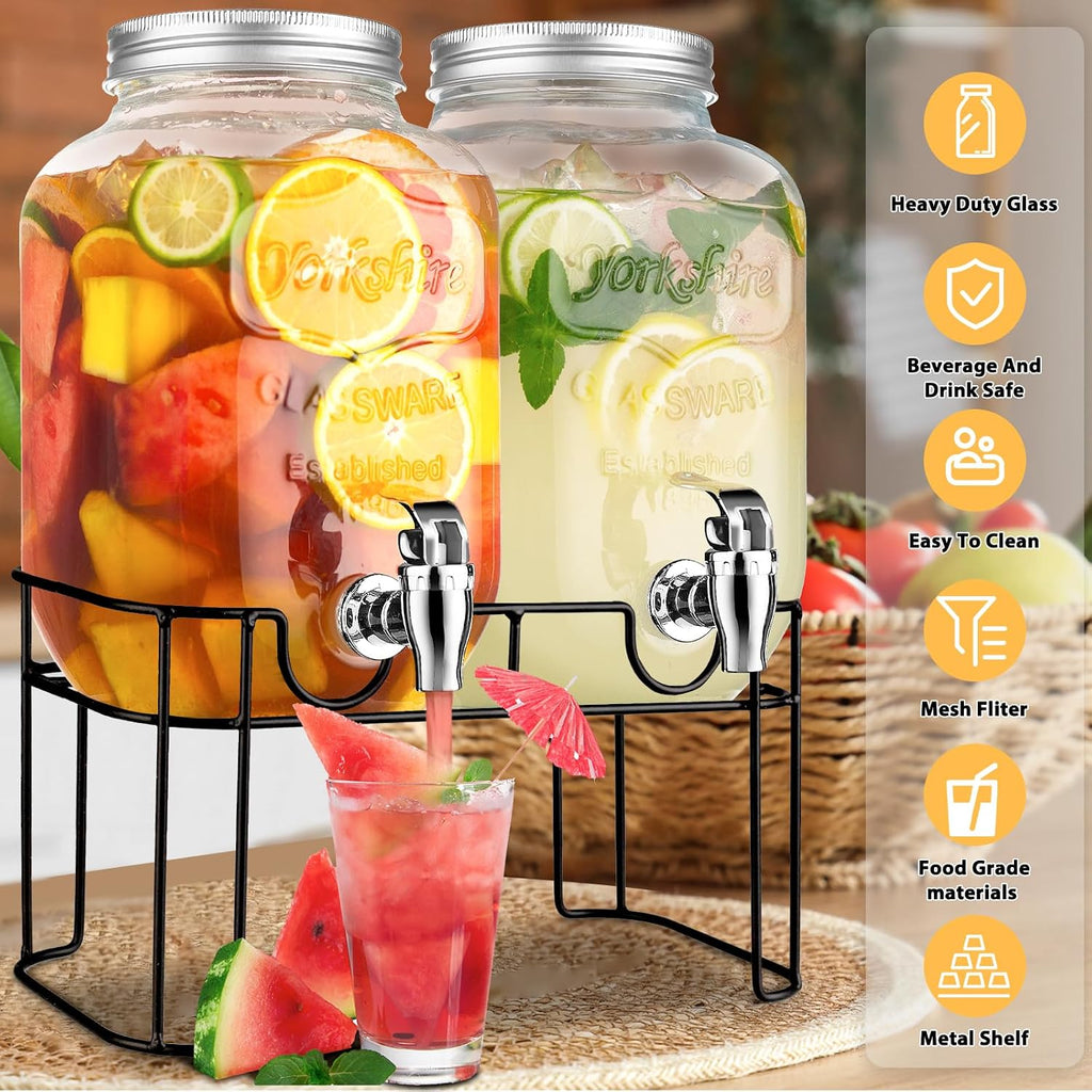 Gallon For Parties,Lemonade Beverage Dispenser With Stand And Spigot For BBQ, Picnic, Party,Laundry Detergent - Set of 2
