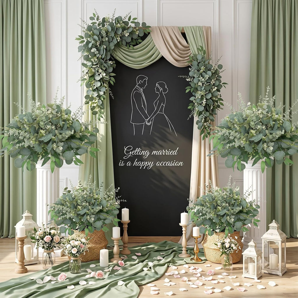 Artificial Mixed Eucalyptus Stems Bulk,5 Kinds Faux Greenery Silver Dollar Eucalyptus Leaves Picks for DIY - Set of 120