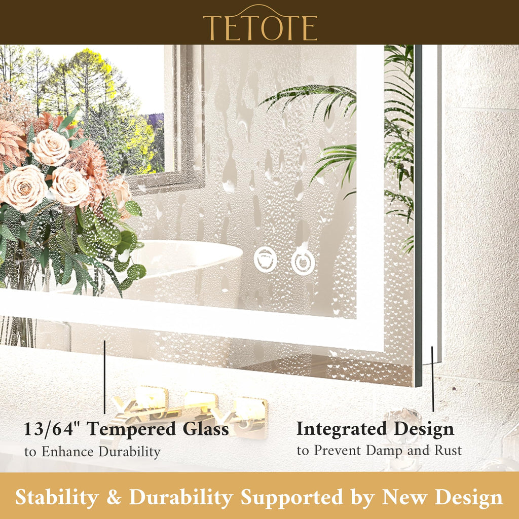 LED Bathroom Mirror with Lights 28 x 36 Frontlit and Backlit Light up Mirror, Brighter Lighted Bathroom Mirror