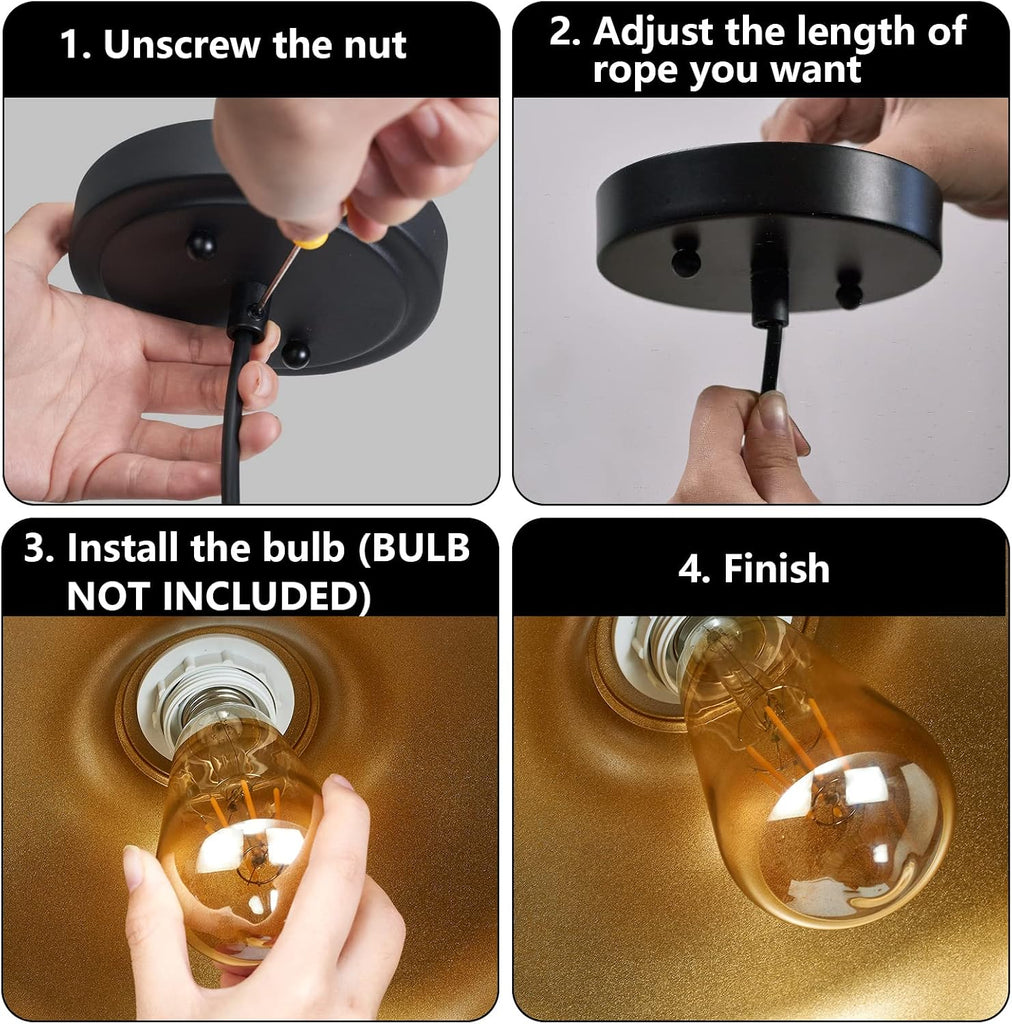 Black Farmhouse Pendant Lights Matte Pendant Lighting for Kitchen Island Industrial Adjustable Height Vintage Dome