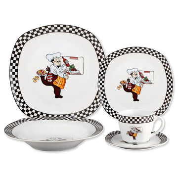 Stylish and Elegant 20 Pieces Porcelain Square Dinnerware Set Service for 4 People for Hosting Parties and Events