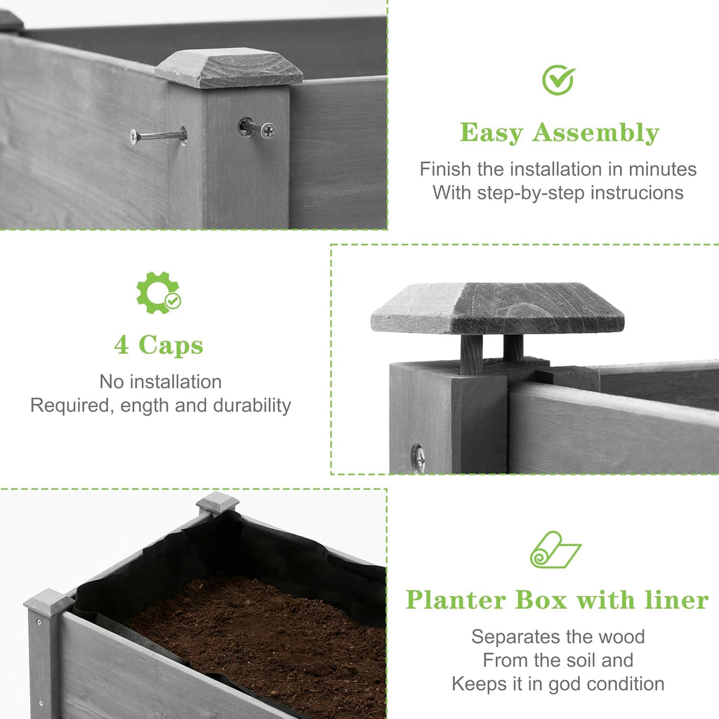 Raised Garden Bed with Legs, 48×24×30 Cedar Wood Elevated Planter Box | Large Growing Capacity,Premium Cedar