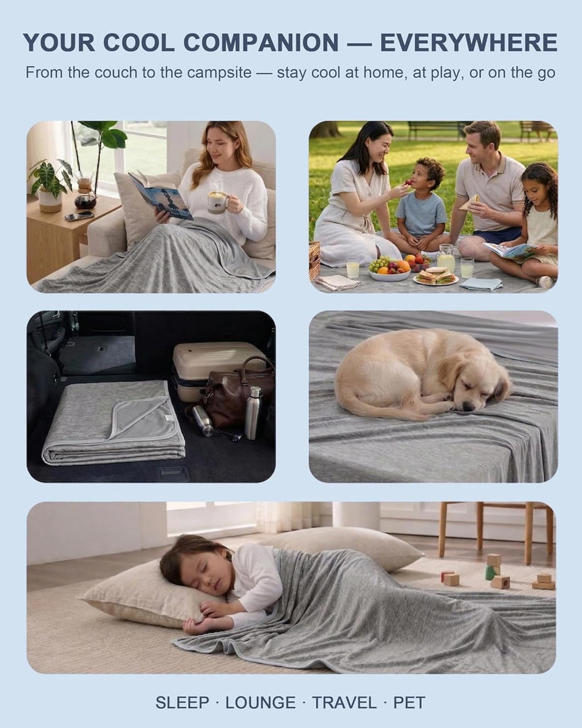 Cooling Blanket King Size Double-sided, Absorbs Heat to Keep You Cool, Grey | Breathable, Thin, Lightweight, 108"x90"