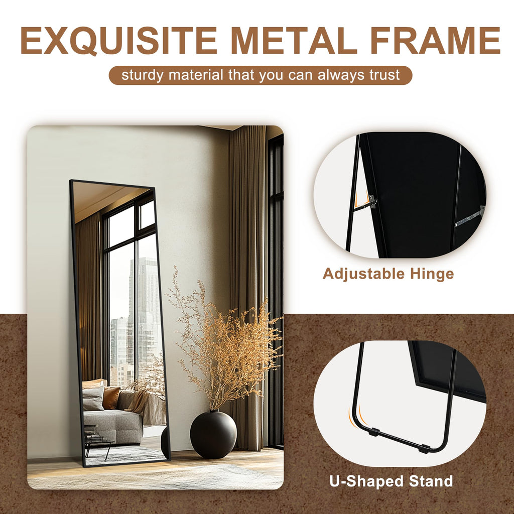 Full Length Mirror with Stand, 69x24 Black Floor Mirror