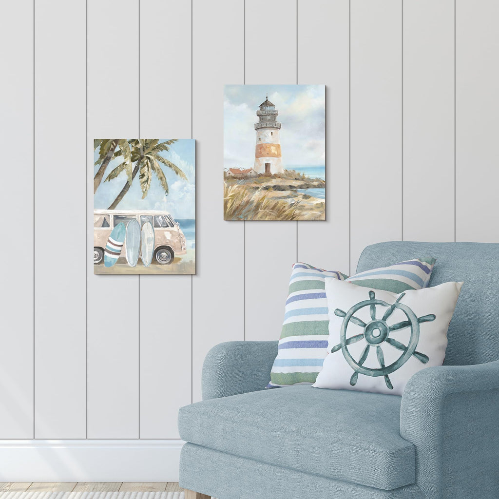 Ocean Beach Lighthouse Canvas Wall Art 11"x16"x2 PCS