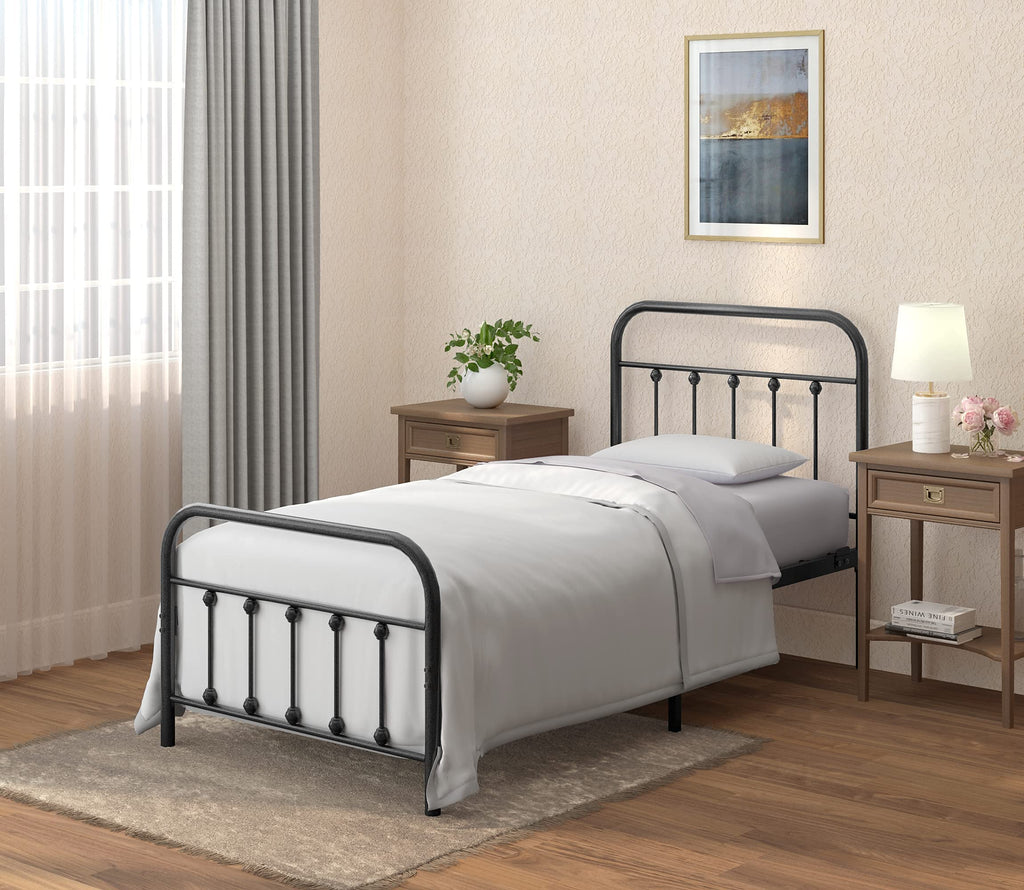 Golden Gate Beds Vintage Wrought Iron Bed Frame with Classic Metal Platform Base, Headboard and Footboard, No Box