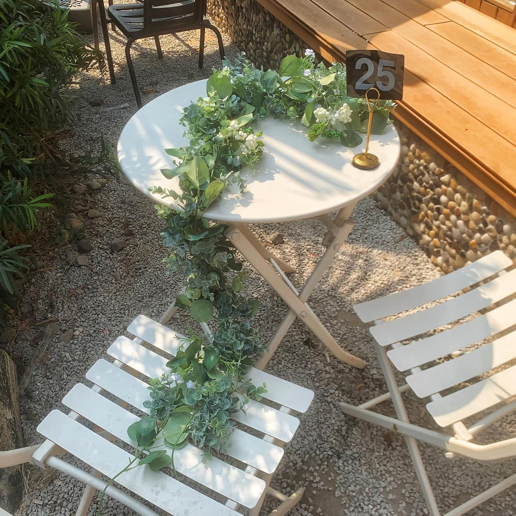 Eucalyptus Garland for Table, 6' Faux Eucalyptus Garland w/Flowers & Seeds