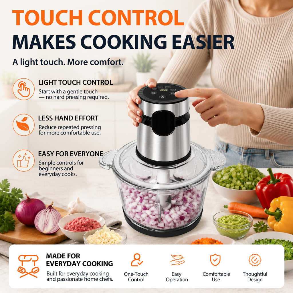 Touch Control Auto Food Processor 500W Copper Meat Onion Garlic Nuts Veg