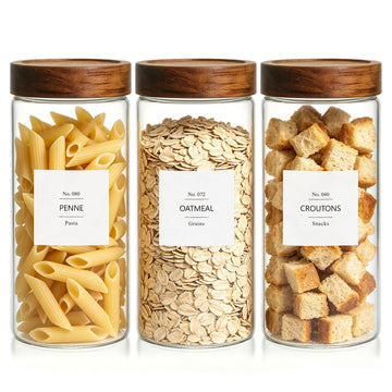 46 fl.oz Glass Jars with Airtight Lids, Food Storage Jars 3Pcs